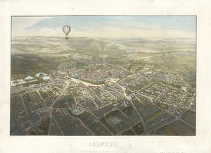 Leipzig Vogelschaubild 1850 von Adolf Eltzner